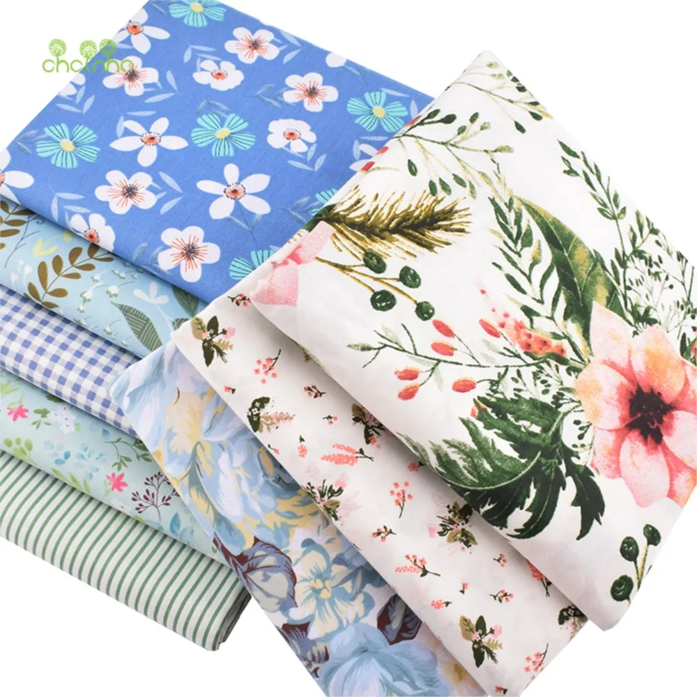 Chainho,Printed Twill Weave Cotton Fabric,DIY Sewing Quilting Material,Patchwork Cloth,8 Design Series,2 Specification,CC107