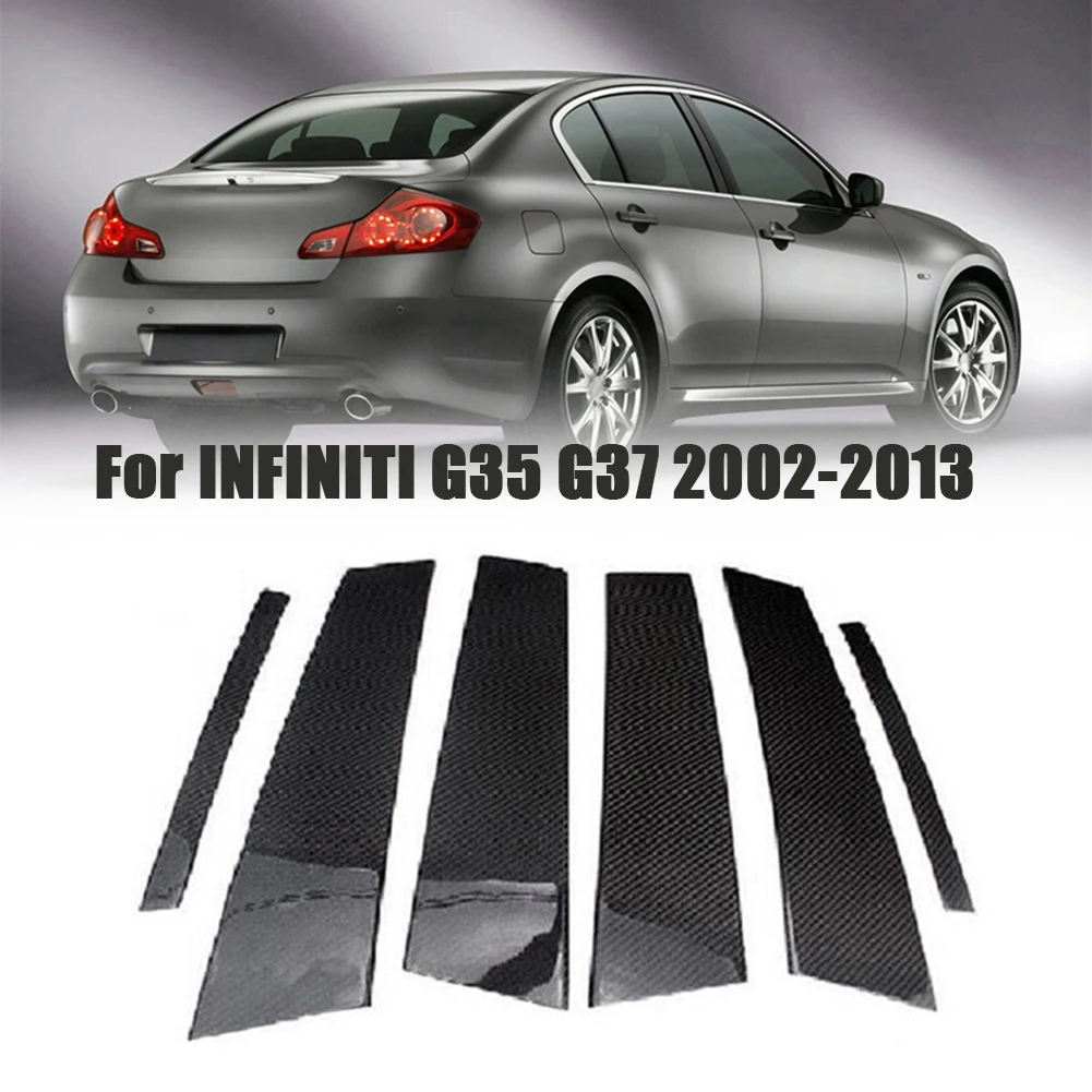 

Автомобильные наклейки 6 шт., чехлы для Infiniti G35 G37 седан 2002-2013, автомобильные столбы, отделка двери, ABS, автомобильная дверная наклейка, аксессуары