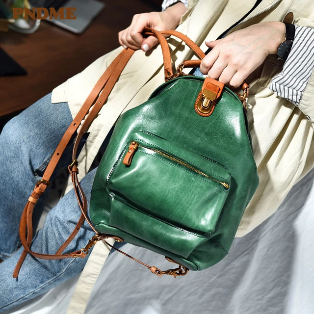 Custom Handmade Vegetable Tanned Brown Leather Backpack, Shoulder Bag,  Satchel Bag D009 | MoshiLeatherBag - Handmade Leather Bag Manufacturer