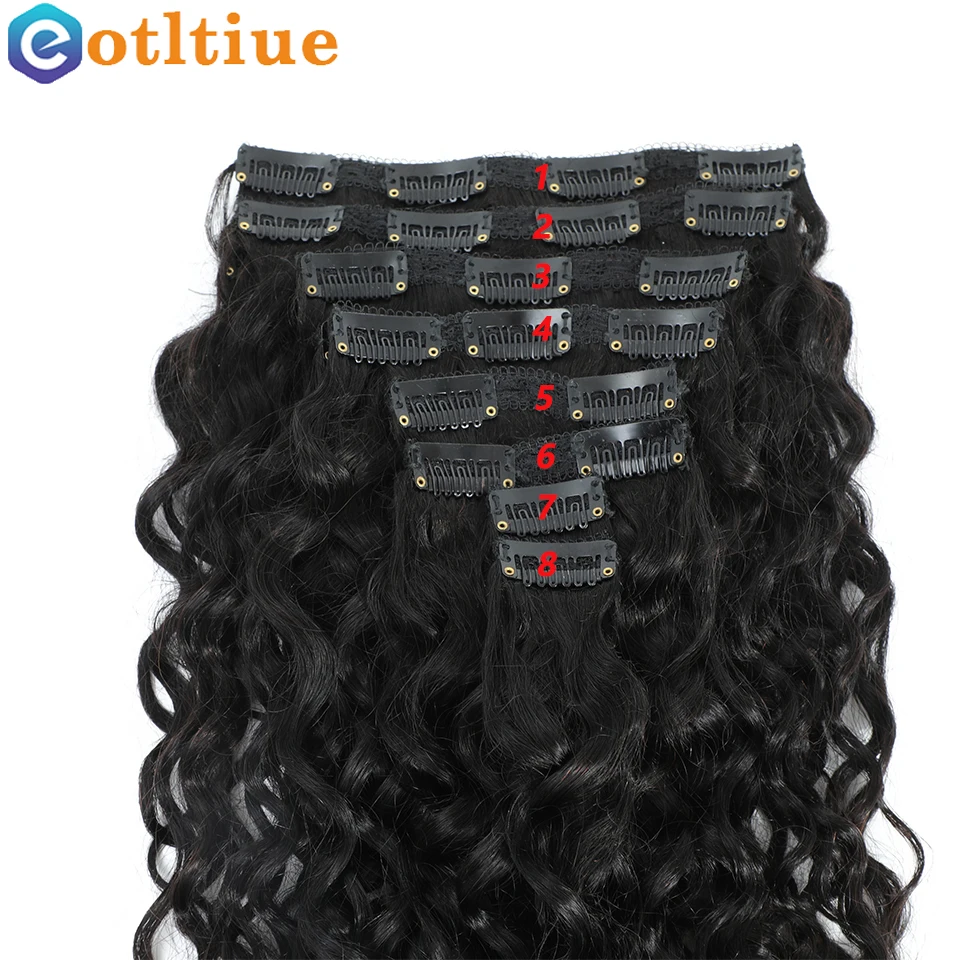 Water Wave Clip In Hair Extensions Human Hair Brazilian Human Hair 8 Pieces And 120g/Set Natural Color 12-26 Inches Remy Hair 2
