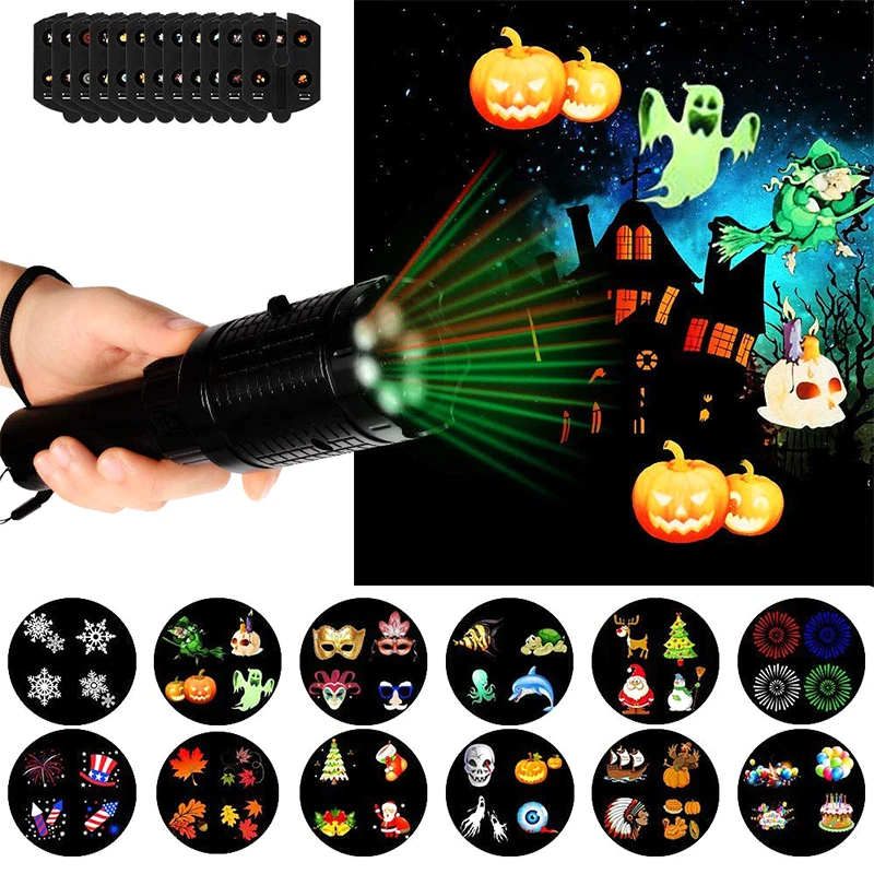 

12 Patterns Christmas Flashlight Snowflake Projector Outdoor LED Fairy Light Family Christmas New Year's Home Decoration