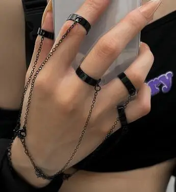 Personalità Di Vendita Calda Bundy Chain Combo Ring Creative Punk Open One Piece Index Finger Ring Couple