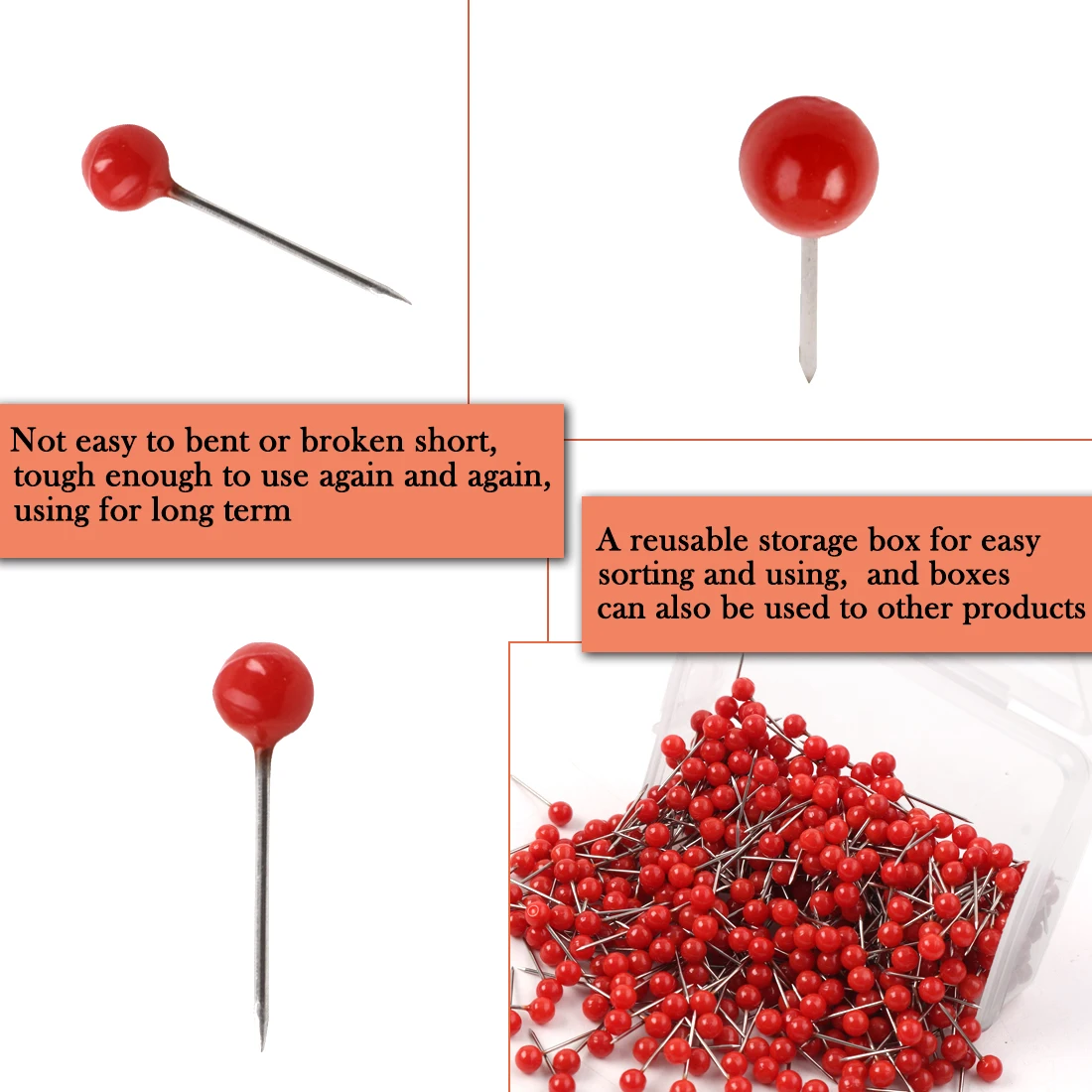 Push Pins 500Pcs/Box Multicolor Push Pins Map Tacks Round Head Thumb Tack for Cork Bulletin Board