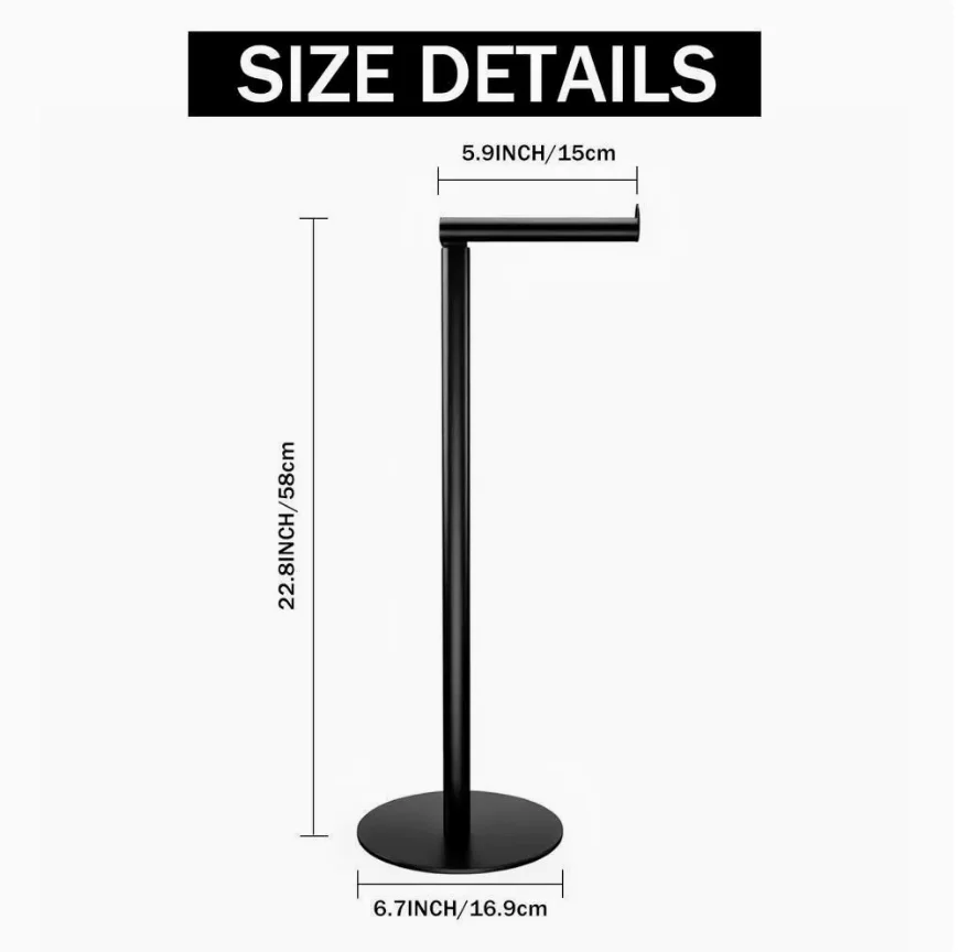 Free Standing Toilet Paper Holder Stainless Steel No Drilling  Weighted Stable Base for Bathroom RV ect