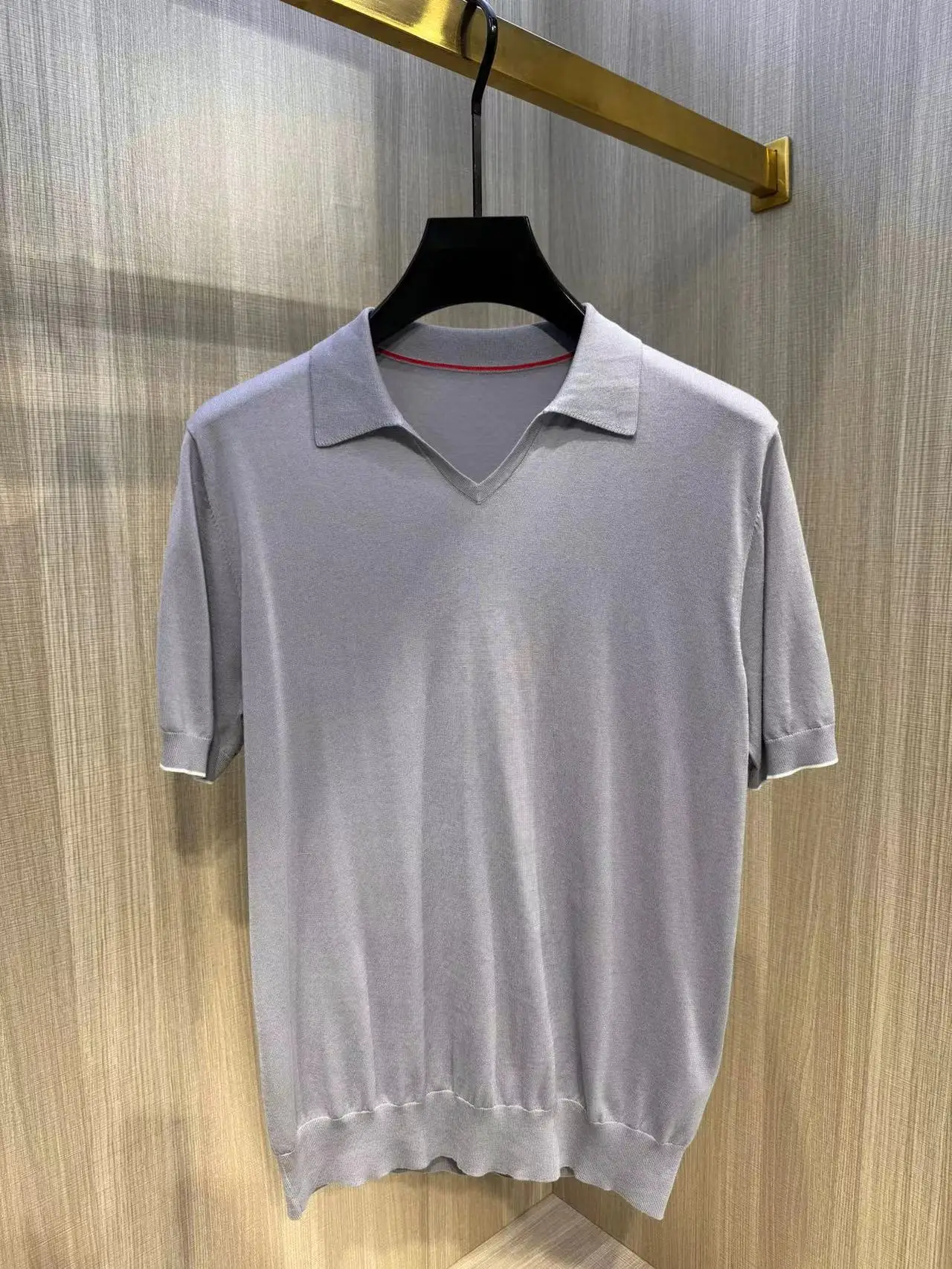 Camisa polo de manga corta para hombre, informal, de negocios, de algodón de fibra larga, de punto, de color sólido fino, primavera/verano 2024