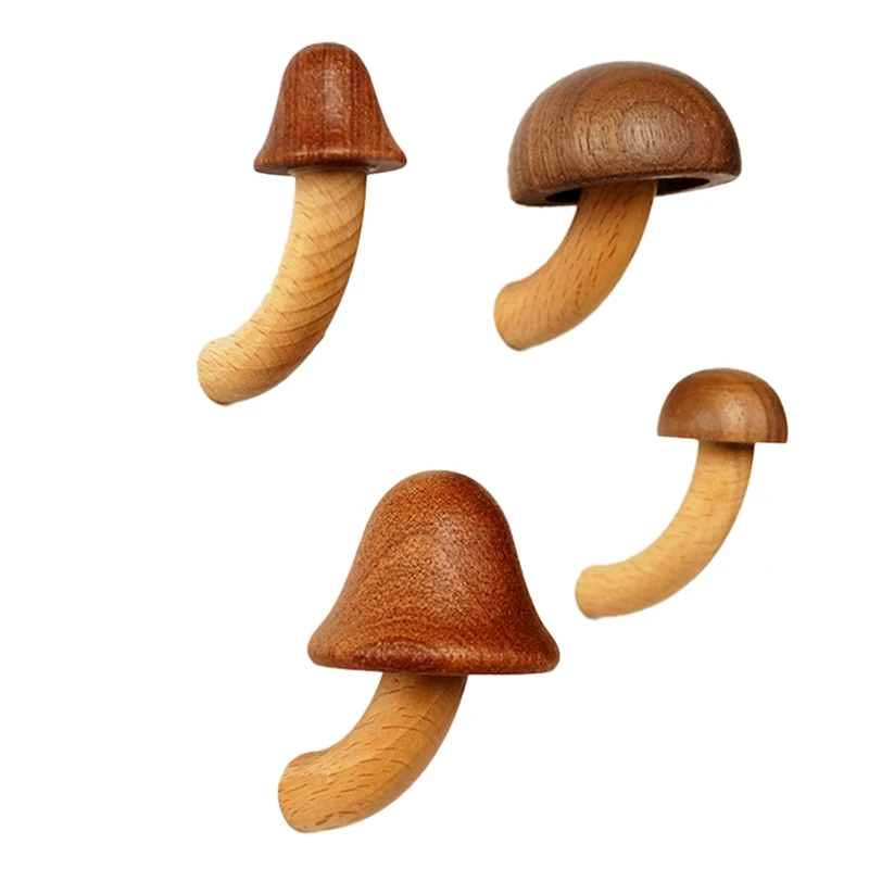 

4Pcs Wooden Mushroom Refrigerator Magnet Home Kitchen Refrigerator Magnet 3D Solid Wood Magnet Crafts Ornament Easy To Use