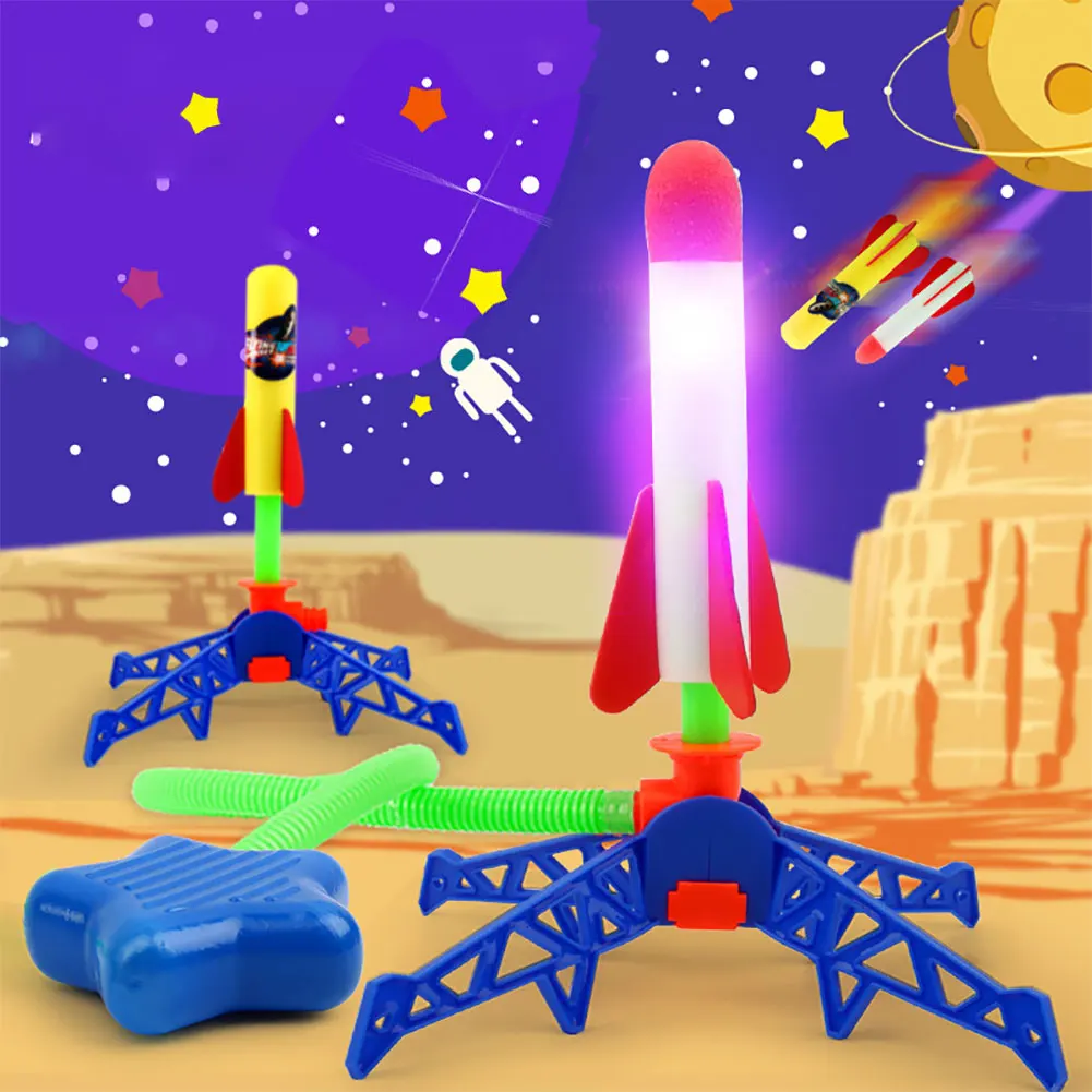 Outdoor Air Rocket Foot Pump Launcher Sport Game Jump Stomp Pressed