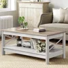 Table 2-Tier Wood Center Table with Storage Shelf for Living Room, Gray, 39.7" 2