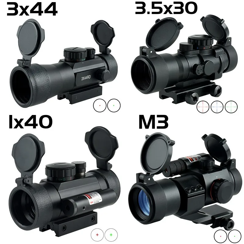 

3x44 Red Green Dot Sight Tactical 1x40 Airsoft Rifle Scope Hunting Optical Collimator with 20MM Rail for Rifle Outdoor Air Gun