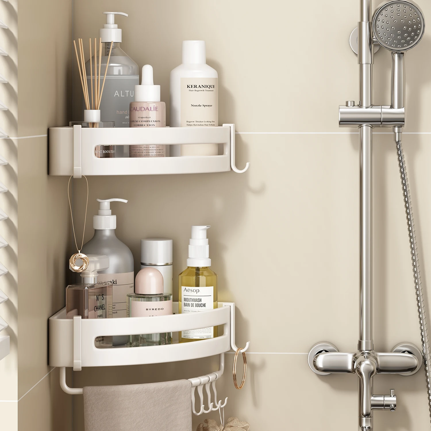 Corner Bathroom Shelves Storage Wall Mounted Durable Shower Caddy Organizer  Rack for Kitchen Toilet Shower Dorm Adhesive Hook - Price history & Review, AliExpress Seller - KAREN life Store