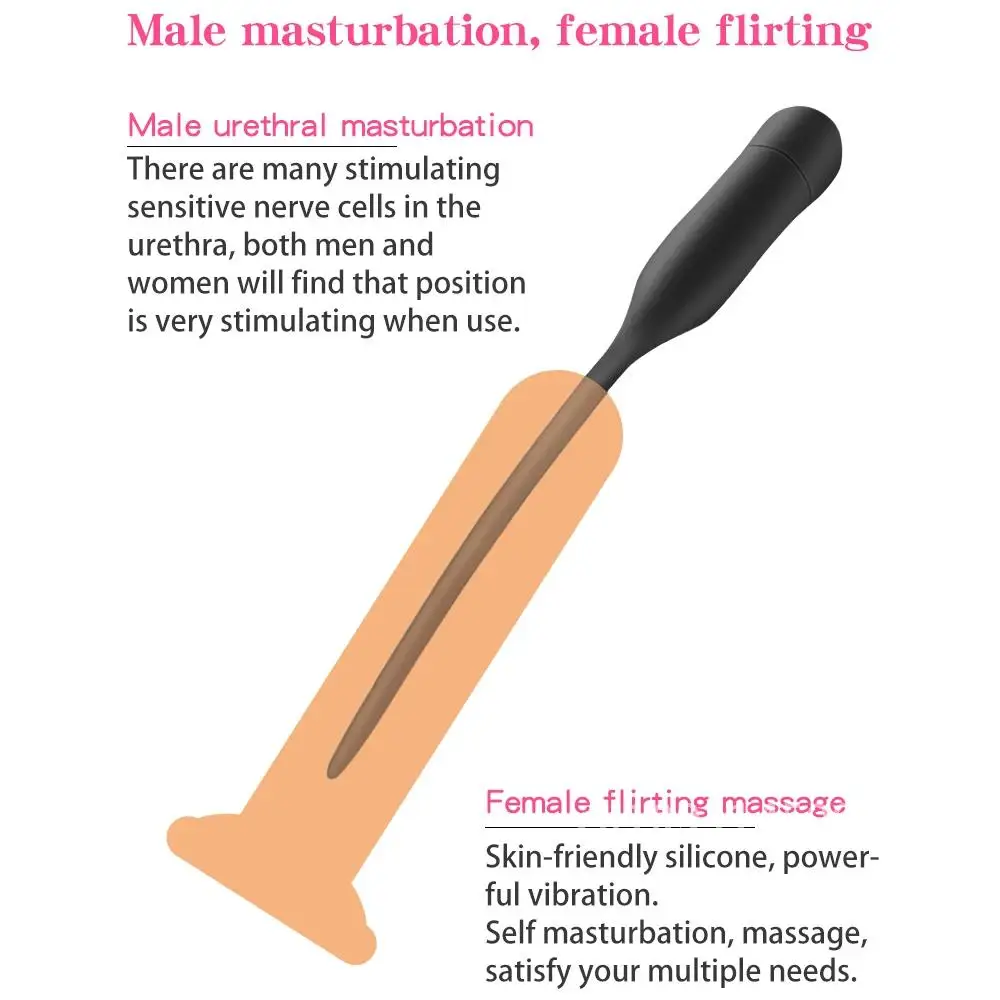 Rechargeable Penis Sounding Urethral Vibrator 10 Frequency Powerful Vibrating SM Masturbation Products Rod Plug Urethra Urethral