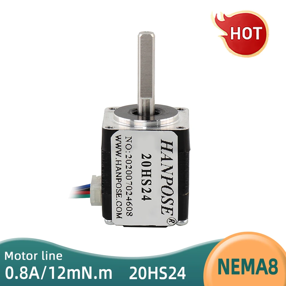20HS24 шаговый двигатель 20 серии двигатель Nema8 шаговый двигатель 24 мм 0.8A 12mN.m 1,8 градусов для аксессуаров для 3D-принтера