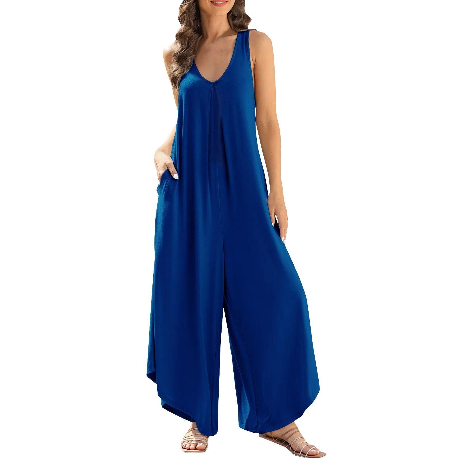 

Women Jumpsuit Summer Overalls Short Sleeve Rompers With Pockets Wide-Leg Baggy Pants Vintage Jump Suit One-Piece Girls Playsuit