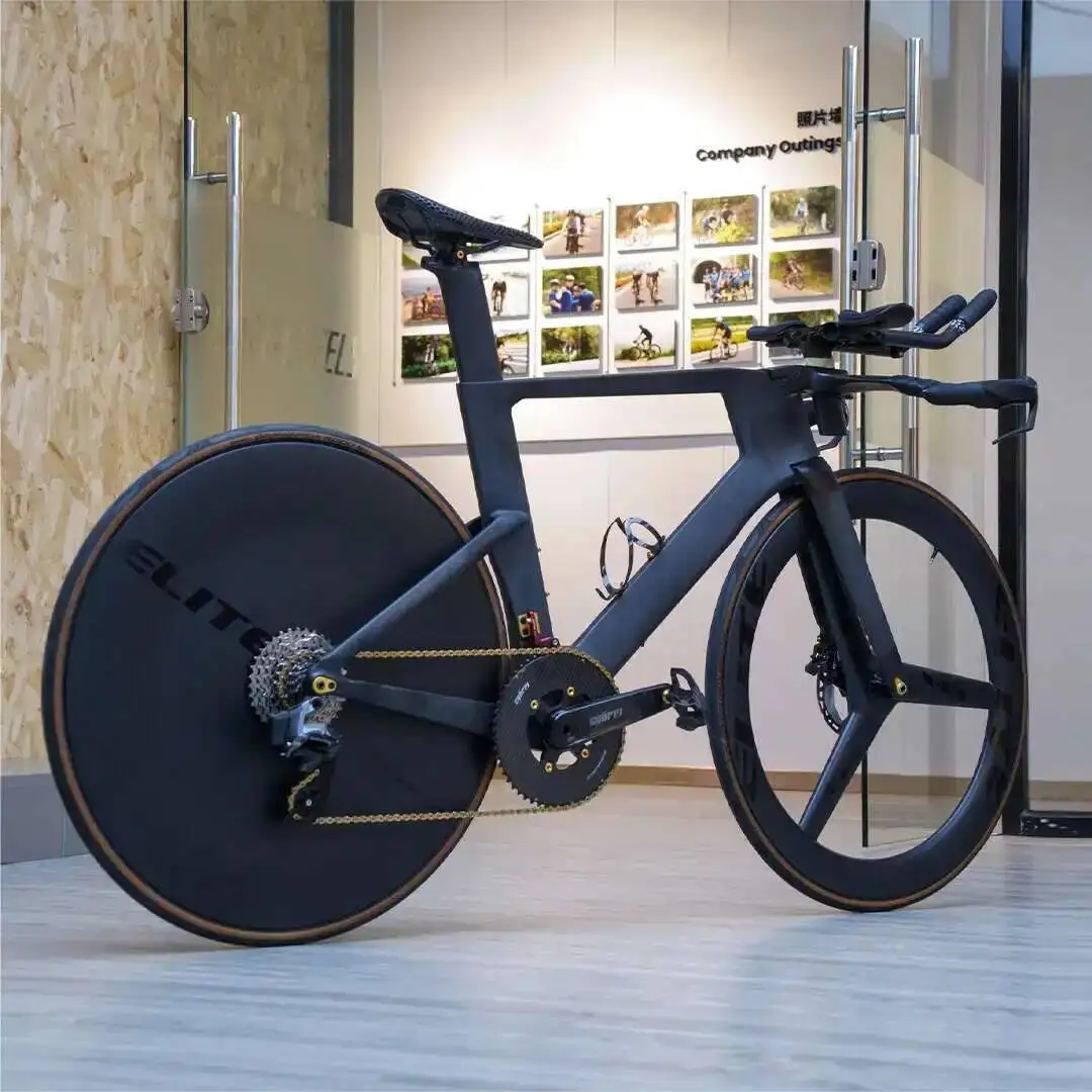 SUPERteamカーボンファイバー三本スポークフロントタイヤロードバイク