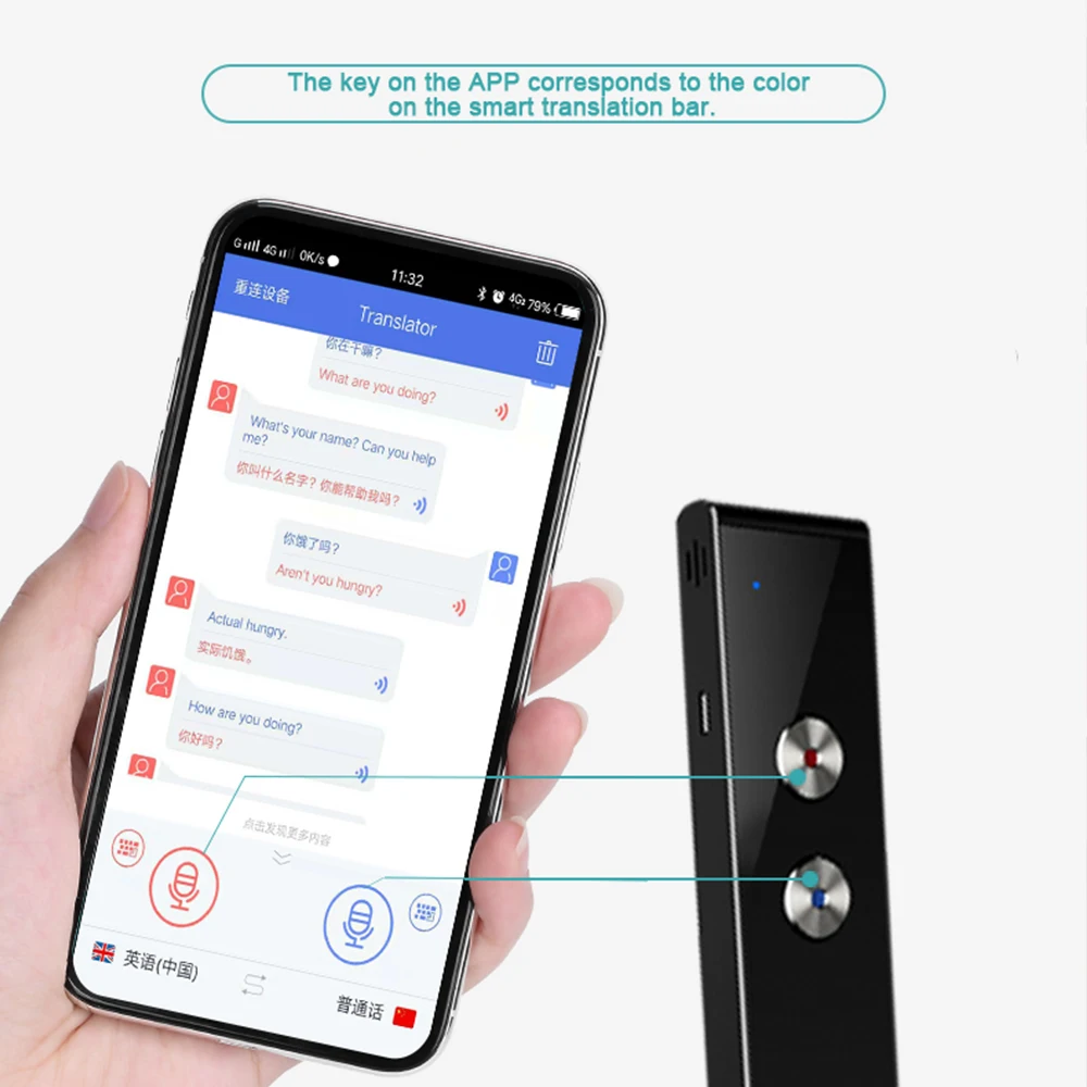 T8 Smart Voice Translators Mini Portable 44 Languages Real Time Voice Interpreters Intelligent Translator Wireless Travelling