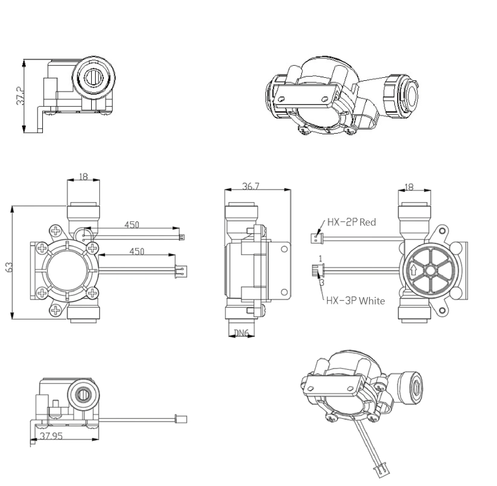 MH-01 MH-02 Water Flow Sensor TDS Hall Effect Flowmeter Quick Connect Temperatur