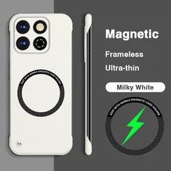 Sleek Luxury Ultrathin Frameless Magnetic Wireless Charging Phone Case for Honor X7c (Milky White)