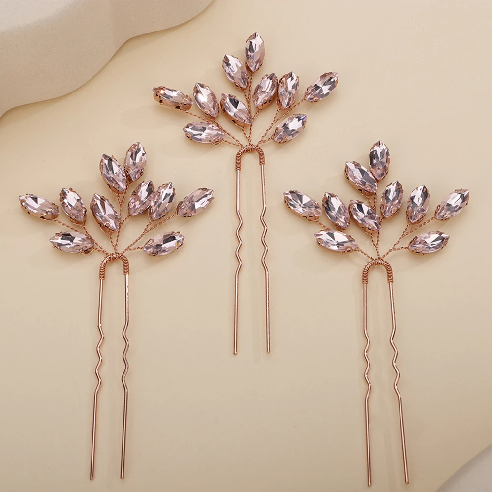 Hair Accessories Bridal Hair Accessories 13Colors Fashion Rhinestone Bridal Hairpins 3PCS Headpiece Wedding Hair Accessories Handmade Vintage Party Tiaras Headdress