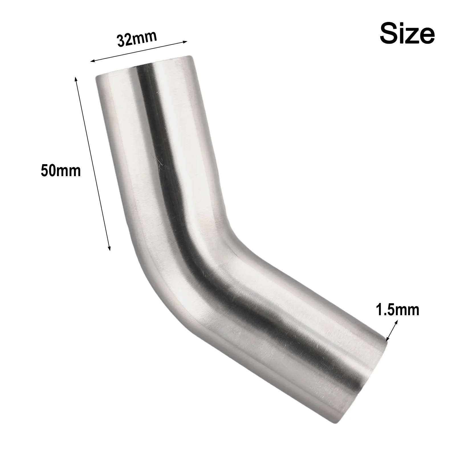Versatile Stainless Steel Elbow 45° Degree Bend Exhaust Pipe Polished 19-51mm Silver Tool Accessories