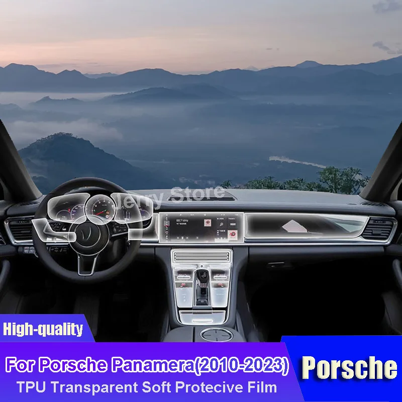 

For Porsche Panamera 2010-2023 Car Interior Center Console Transparent TPU Film Protective Anti-scratch Car Sticker Accessories