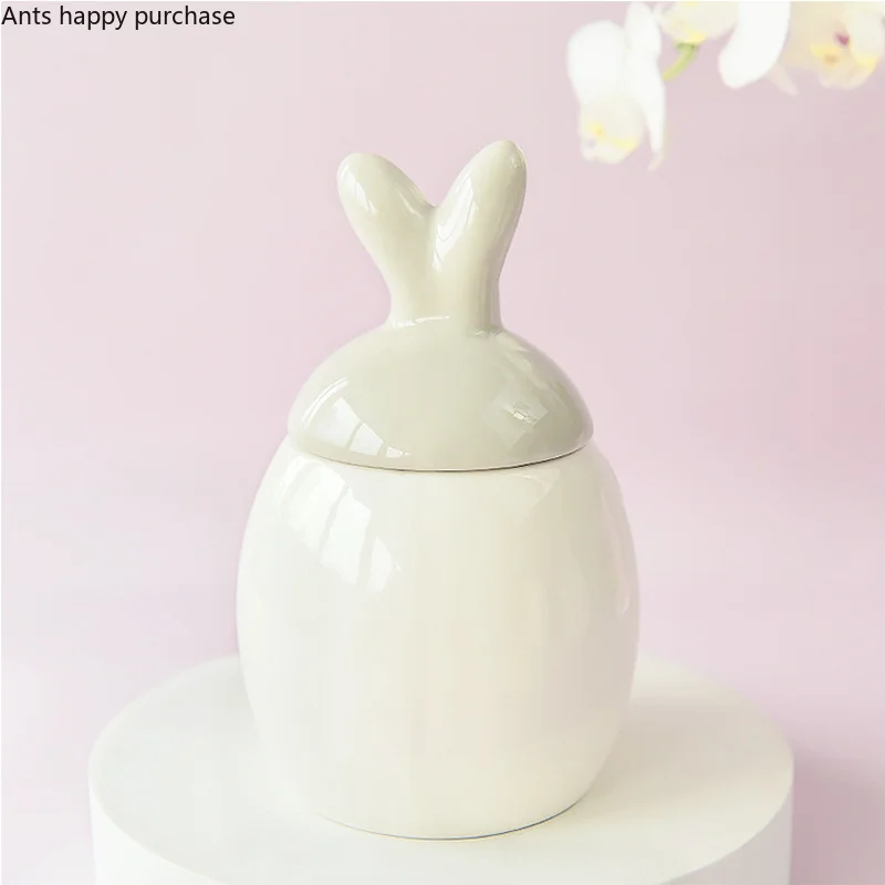 Rabbit Ceramic Jar High Capacity Storage Jar Storage Tank Kitchen Organizer Food Container Decorative Jars Tea Box Tea Caddy Ceramic Storage Jar
