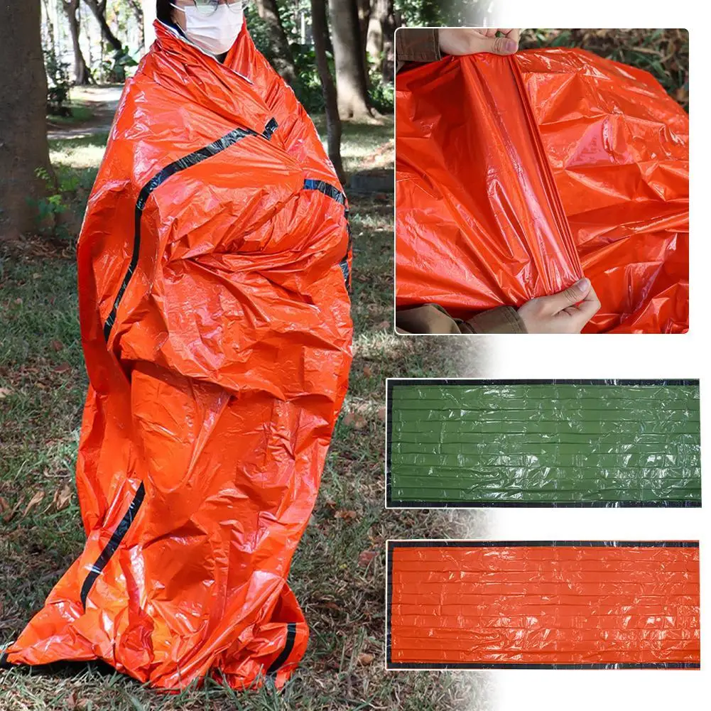 

Outdoor Portable PE Aluminum Foil Emergency Survival Sleeping Bag For Camping Adventure Thermal Sack First Aid Rescue Kit