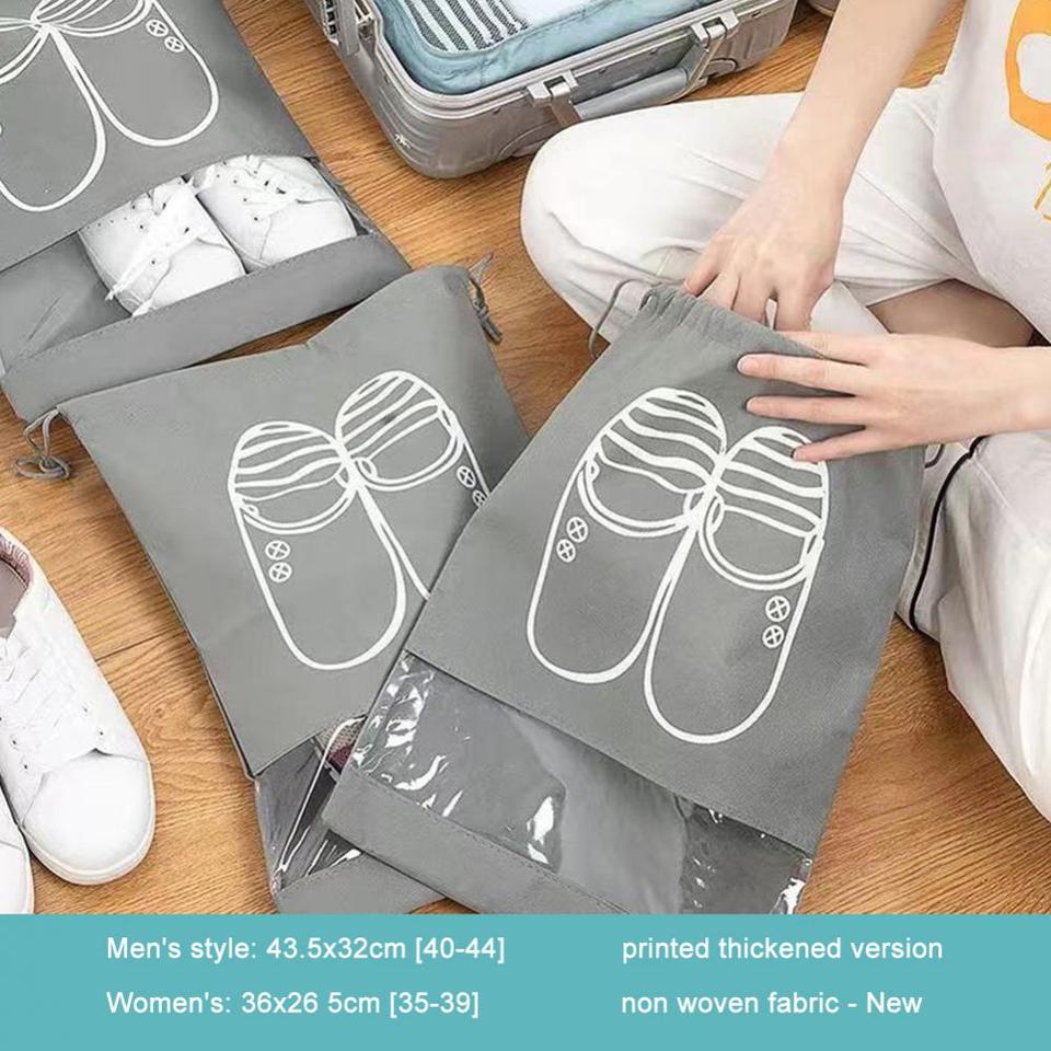 Travel Shoe Storage Bag Non-woven Dust-proof Dirt-resistant Shoe Covers Classify Beam Mouth Translucent Household Merchandises