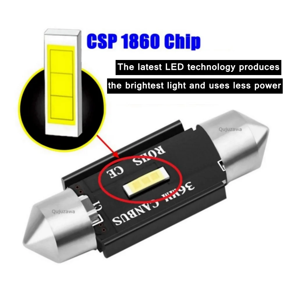 31mm 36mm 39mm 41mm C5W C10W 장 고휘도 CSP LED 전구, 자동차 돔 조명 Canbus 오류 없음 자동 인테리어 독서 램프, 10 개