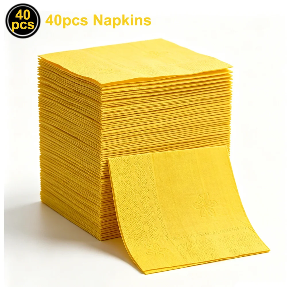 Elegant Yellow Disposable Tableware Set