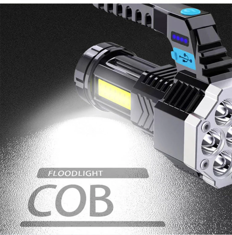 고출력 LED Cob 사이드 라이트, 경량 야외 조명, ABS 소재 토치, 7LED 충전식 손전등, 강력한 손전등