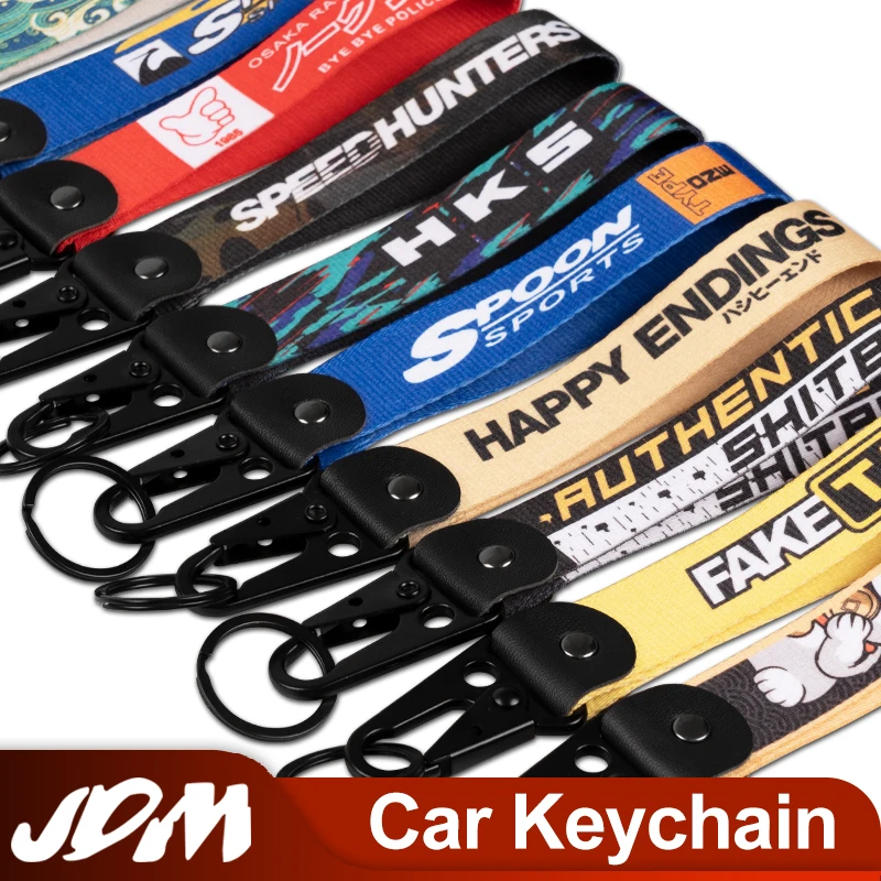 Anti lost keychain keychain holder 1PCS JDM Key Tag Racing Car Motorcycle Keychain Ring Car Lanyard Key Strap Accessories For Fake Taxi HKS