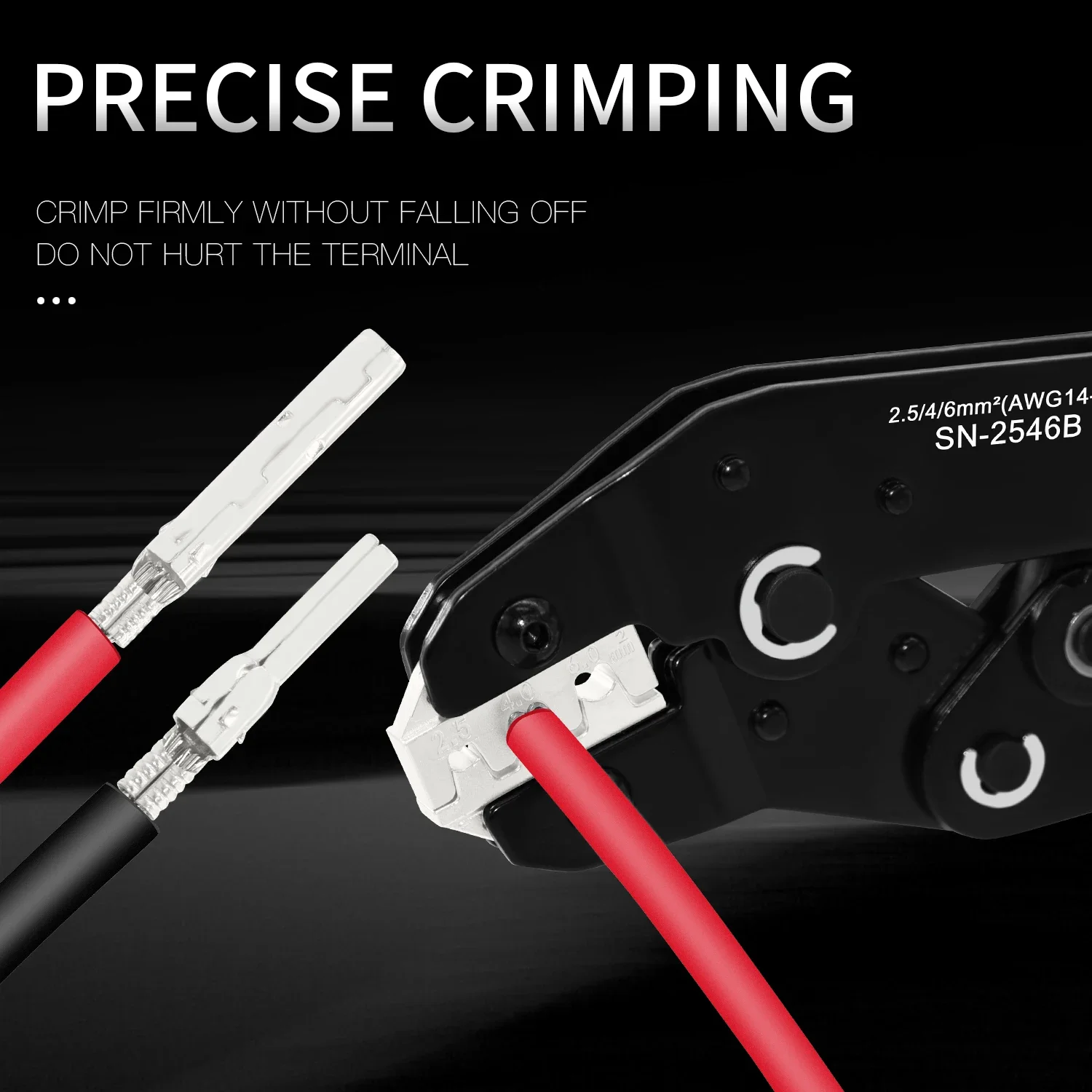 SN-2546B Solar Photovoltaic Wire Crimping Plier 2.5/4/6mm&sup2; Solar Connectors Panel PV Cable Wire Crimper Clamp Tool Kit