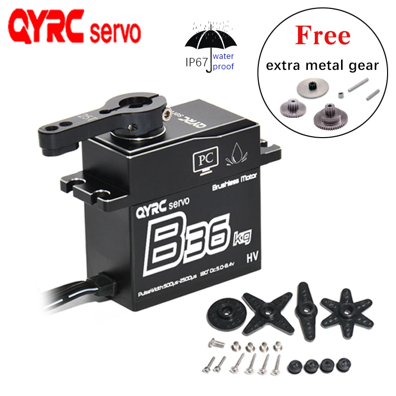 QYRCservo36kgWaterproofBrushlessServo180DegreeDigitalServoMetalGearforTraxxasRC