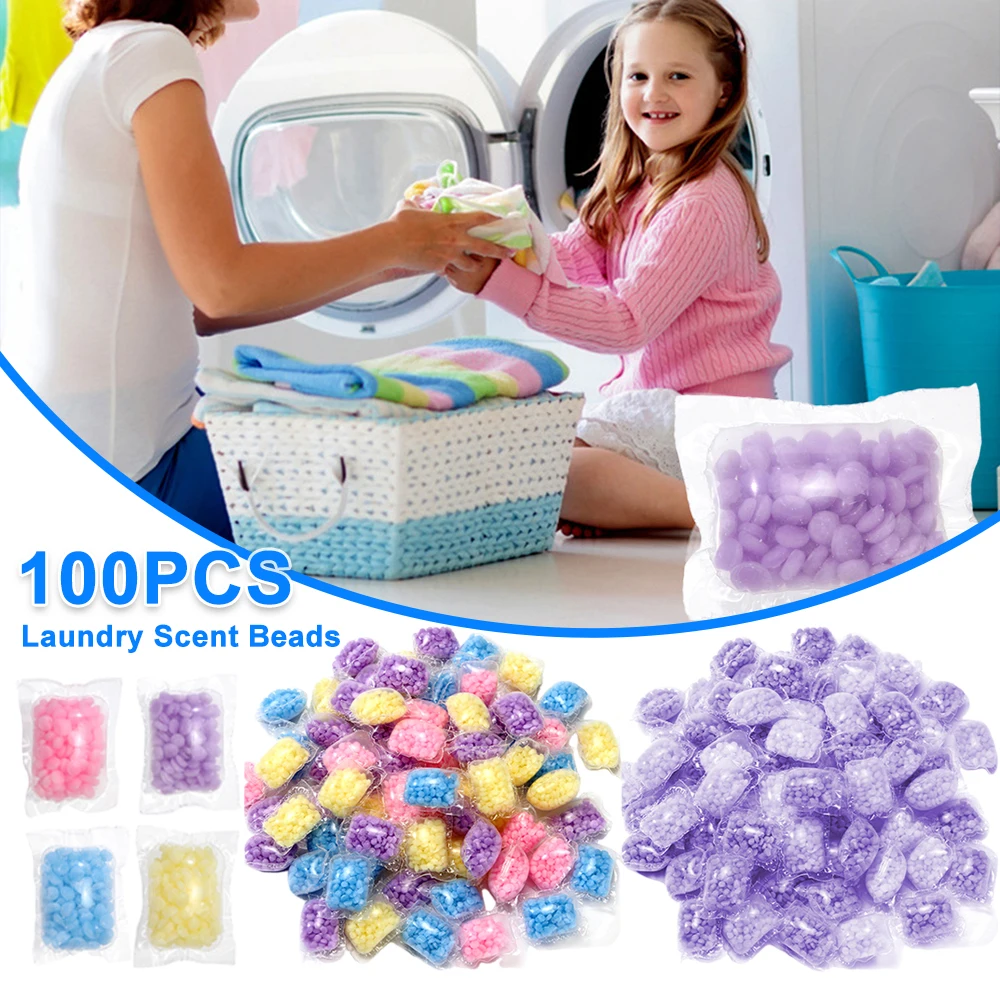 100PCS Laundry Scent Beads Granule Detergent Soft Clothing Capsule Ball for Washing Machine Diffuser Perfum Scent Booster