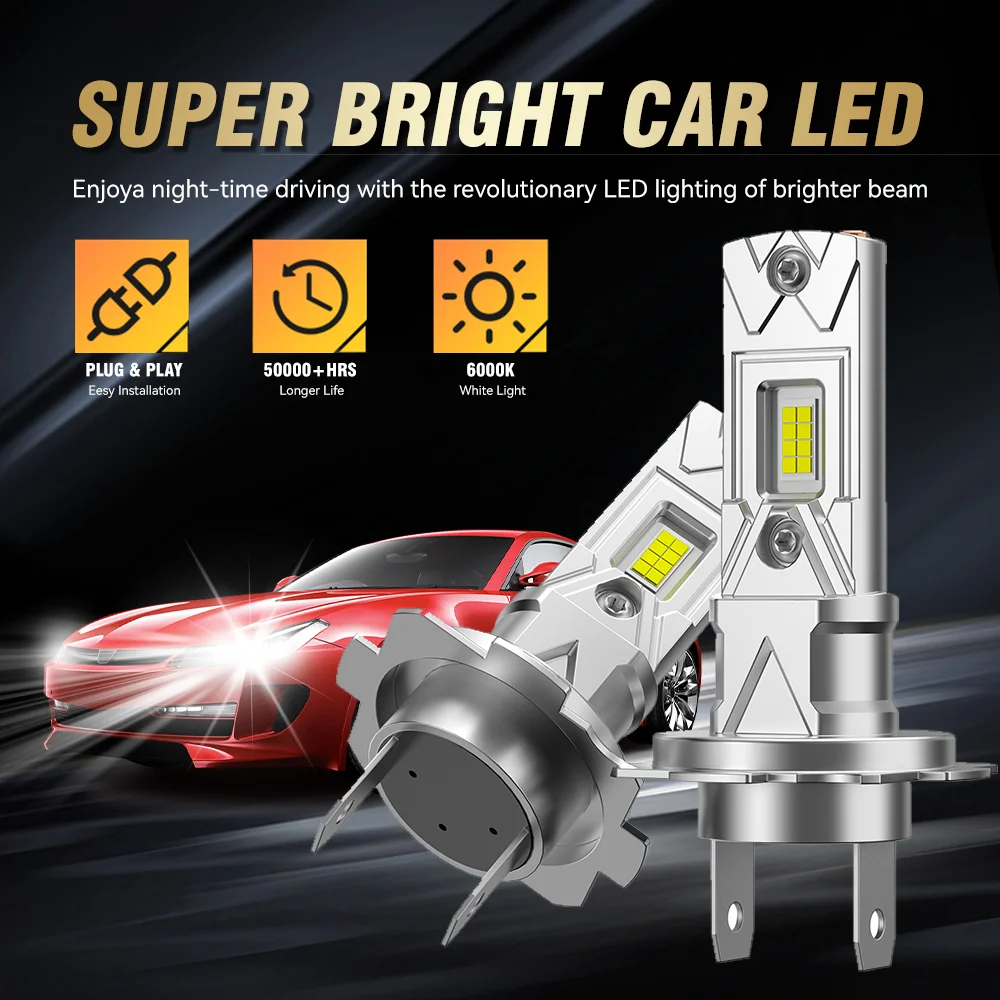 1000W H7 H4 LED 자동차 헤드라이트 전구 1200000LM 미니 무선 자동차 램프 +1000% 밝은 스포트라이트 자동차 헤드램프 12V