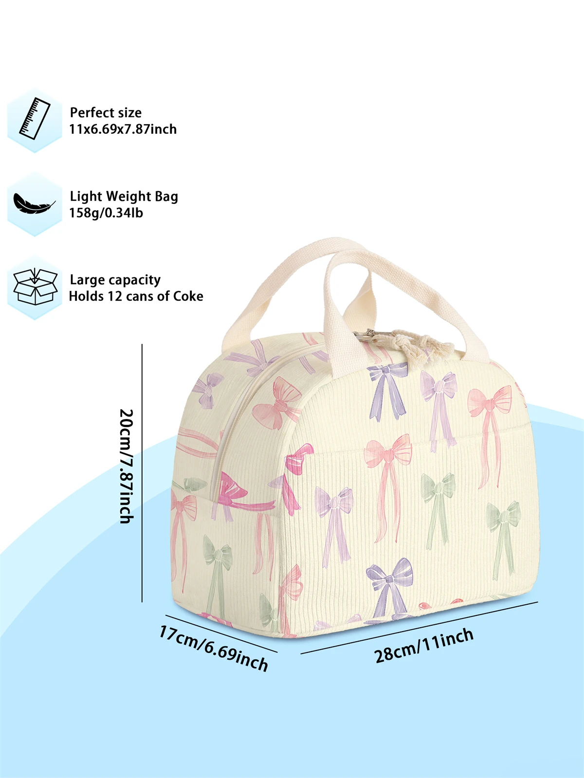 1pc- insulated lunch box bag thickened student portable lunch bag