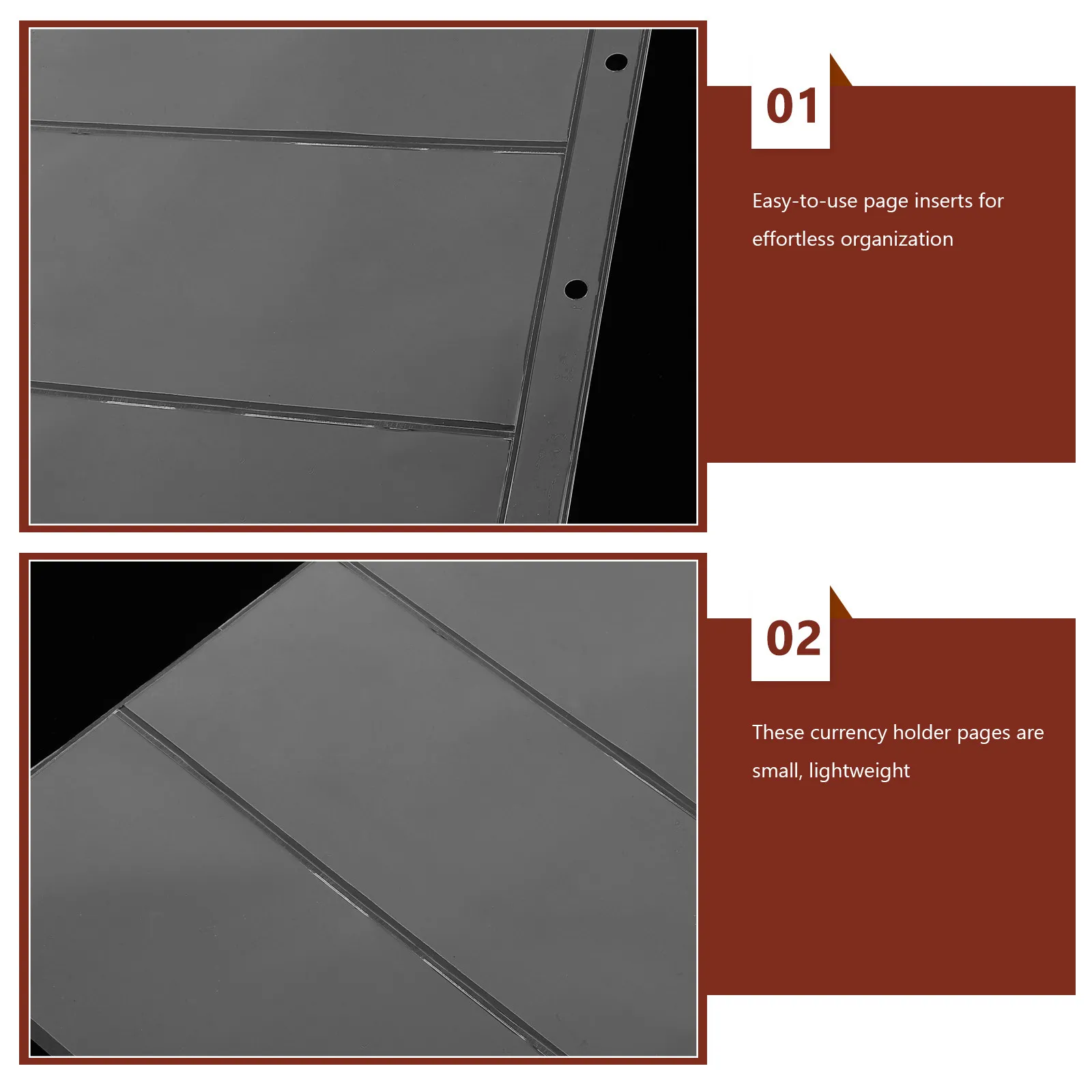 PVC 지폐 보관 페이지, 지폐 수집용 투명 보호 앨범 시트, 휴대용 지폐 보관 및 전시, 세계 지폐 수집