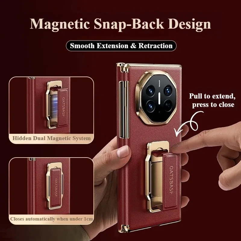 Eary Genuine Leather Phone Case for Huawei Mate XT Ultimate Case with  360°Rotation Stand Full Cover Shell Shockproof Protector