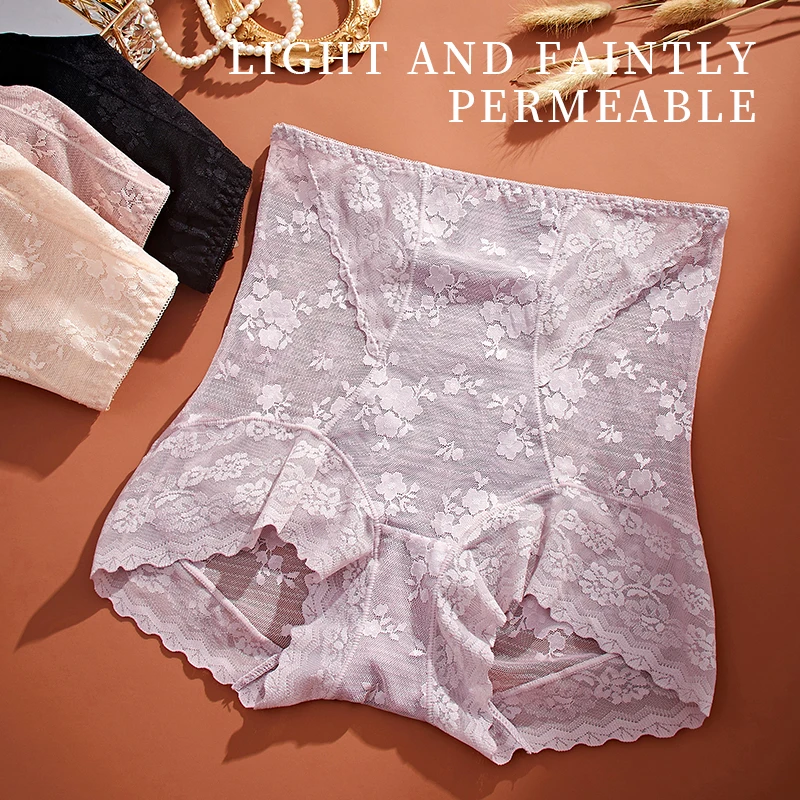 4Pcs Lace Sexy Underwear Women's Panties High Waist Pantys Ladies Briefs Solid Comfort Female Underpants Lingerie M-XL