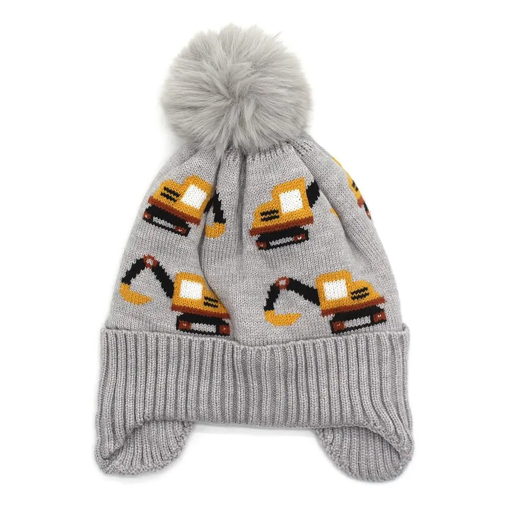 Winter Baby Hat Pompom Fleece Lining Baby Beanie Infant Bonnet Kids Cap for Girls Boys Bobble Kids Hat for Children 2-7Y