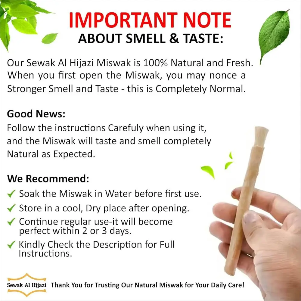 Eco Friendly No Toothpaste Needed Miswak Toothbrush Soft Bristles Traditional NaturalToothbrush Teeth Whitener Daily Use