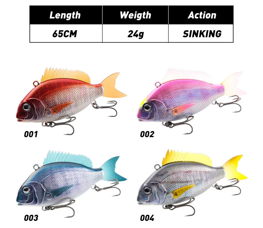 Description Picture 4 of item1Pcs Fish Wobbler Rattling Bait VIB 65mm 24g Fishing Lure Sinking Real Fish like Hard Bait Hooks Fishing Tackle Seawater Lure