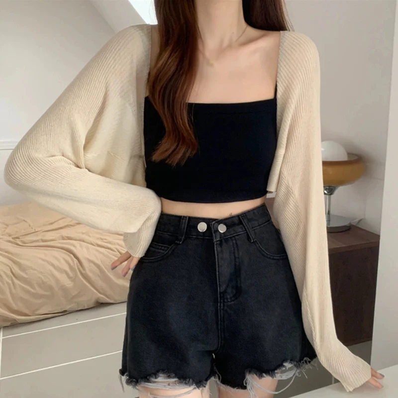 여성용 얇은 자외선 차단 가디건, 긴 소매 통기성 티셔츠, 짧은 코트, 캐주얼 숄 커버 업, 짧은 상의, 아웃웨어 블라우스, 여름
