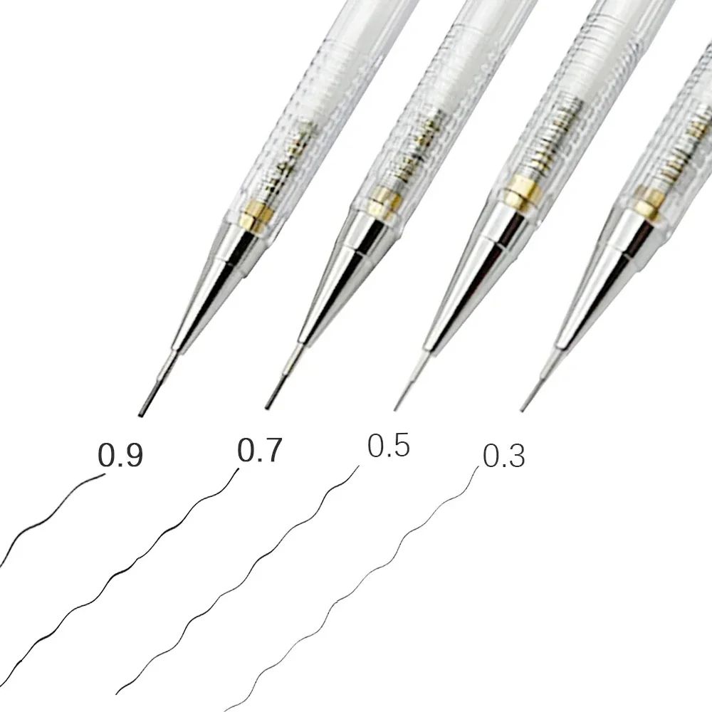 Transparent Mechanical Pencil 0.3, 0.5, 0.7, 0.9mm with Lead Refills Set for Sketching Automatic Pencils Art Drawing Painting 2