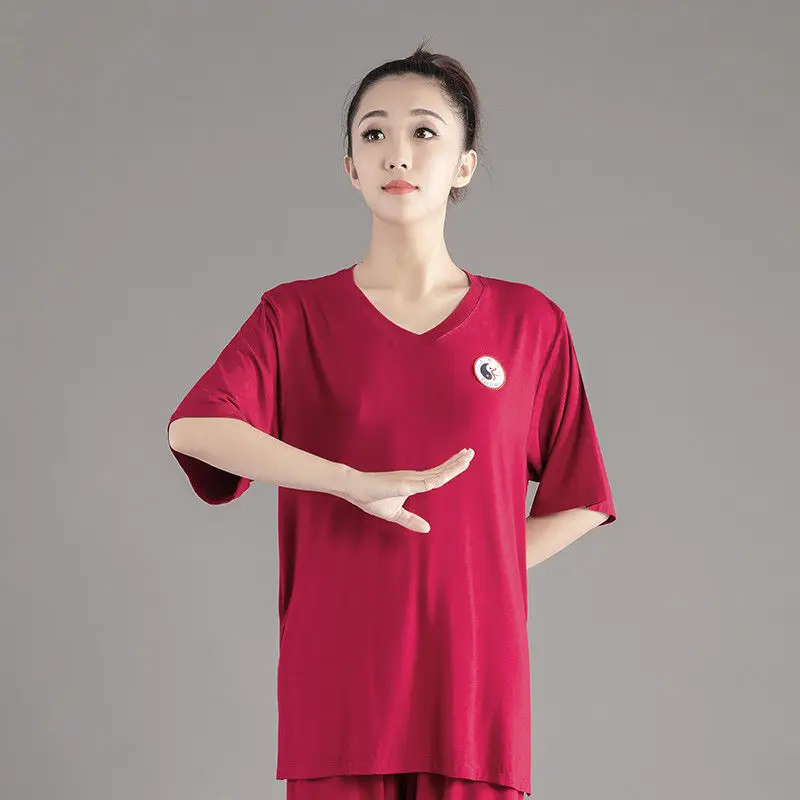 Tai Chi Uniform High Quality Cotton Short Sleeve New Chinese Style Show Kung Fu Clothing Suit For Aldult  Men Women Martial Arts