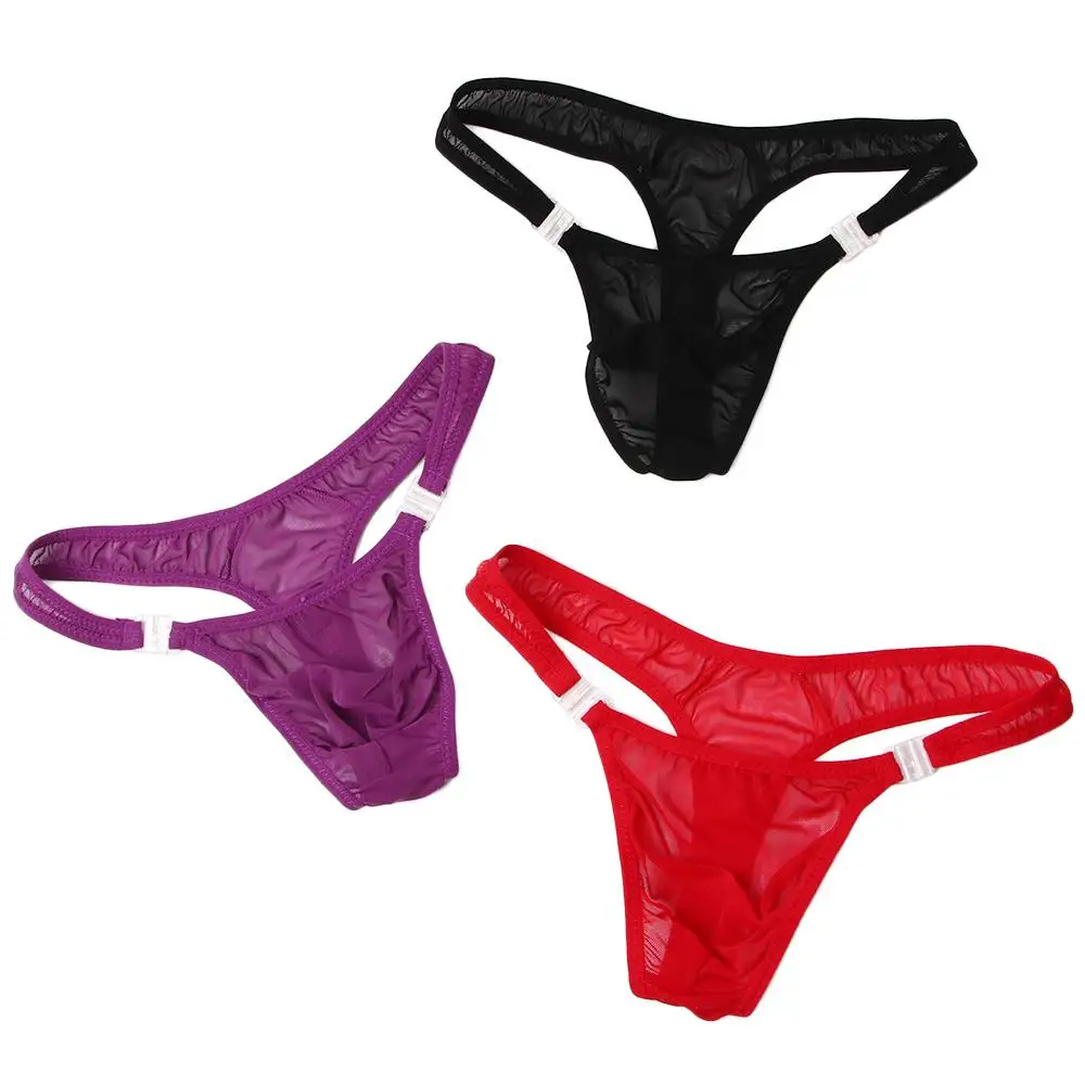 Men Underwear G-string Thong Briefs Bulge Pouch Breathable Panties Perspective Bikini men underwear