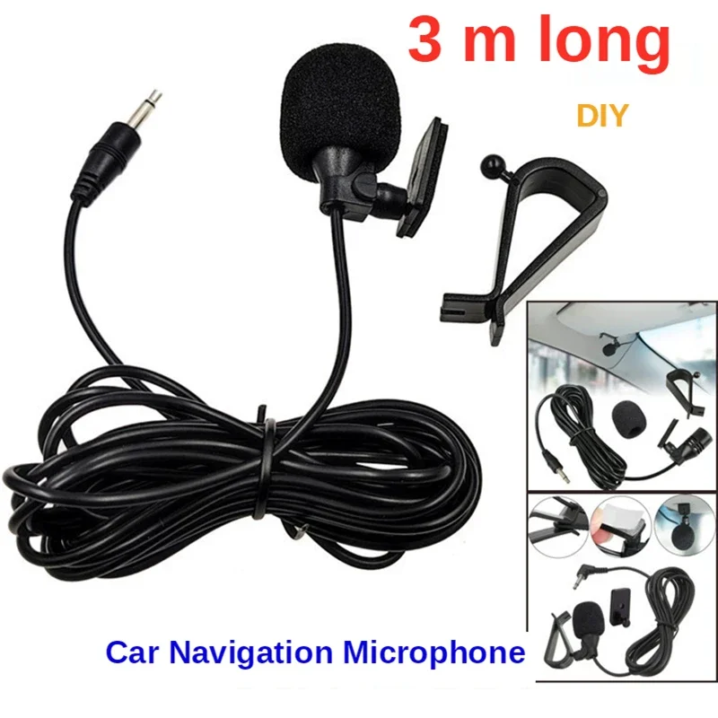 Micrófono externo de 3,5mm para coche, unidad principal de vehículo,  Bluetooth, Audio estéreo, receptor de Radio, GPS, DVD con Cable de 3m -  AliExpress