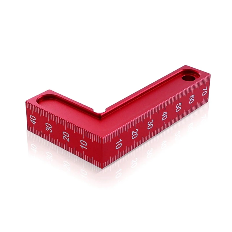 

L-Shaped Square Small Red Graduated Right-Angle Positioning Ruler Quickly Fixed Scriber Aluminum Alloy Woodworking Tool