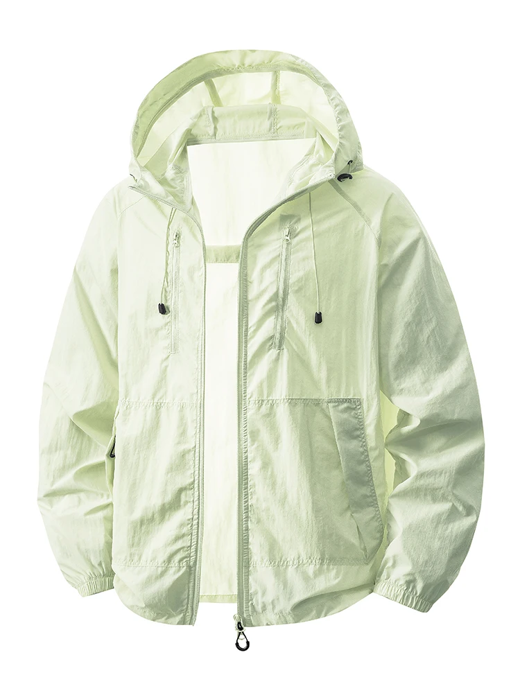 Women's Lightweight Hooded Summer Windbreaker Jacket with Sun Protection and Adjustable Drawstring