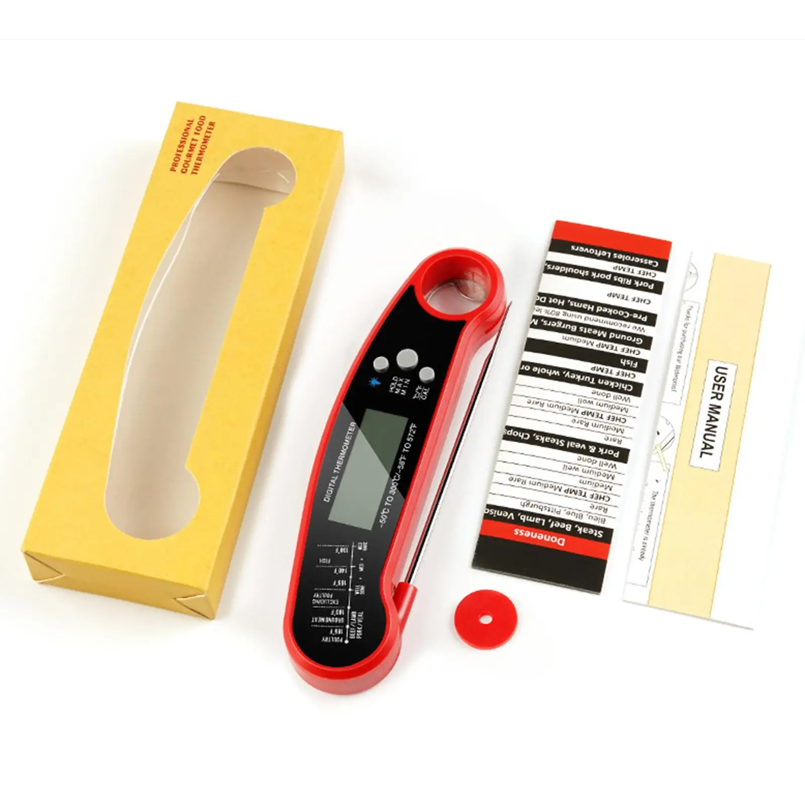 Food Thermometer Fast LCD Backlight Meat Thermometers for BBQ Baking